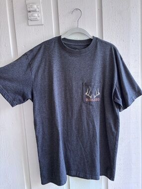 BURLEBO Charcoal Short-Sleeve Pocket Tee with Antler Logo